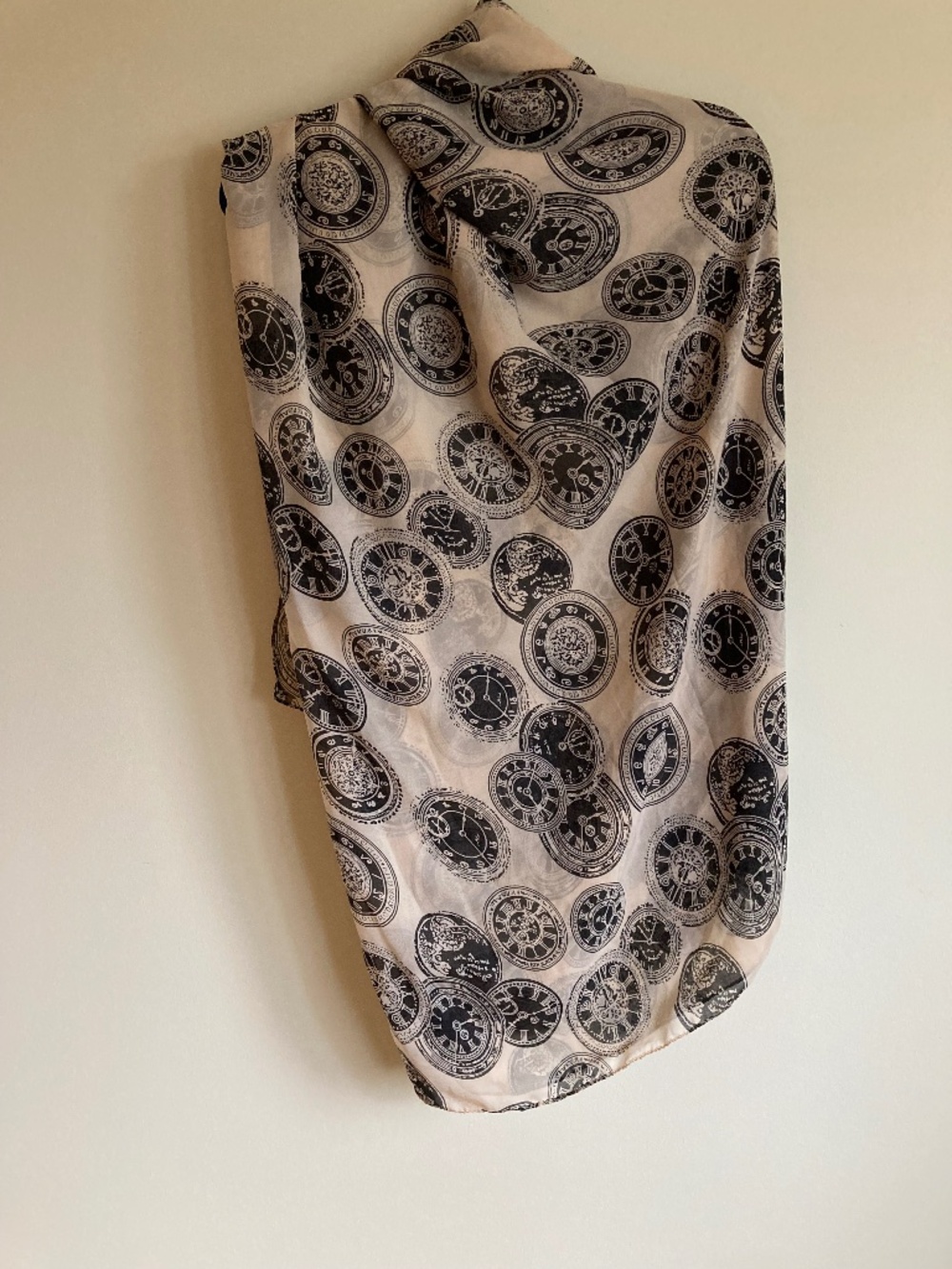 Clock Print Oversized Lightweight Scarf Wrap